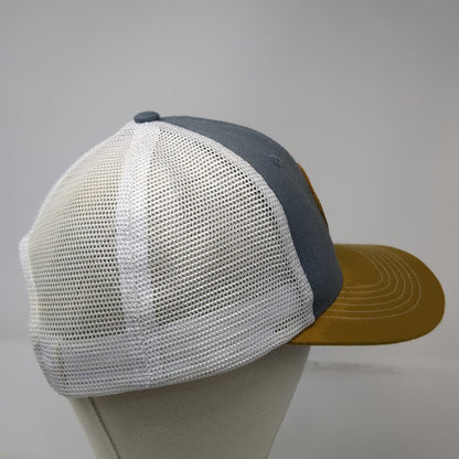 Arcadian Outfitters Trucker Hat Gray Gold White One Size Leather Patch Jackalope