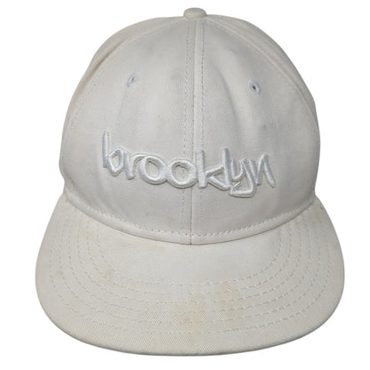 Brooklyn Fitted Baseball Cap Beige One Size Embroidered 6 Panel A-Flex