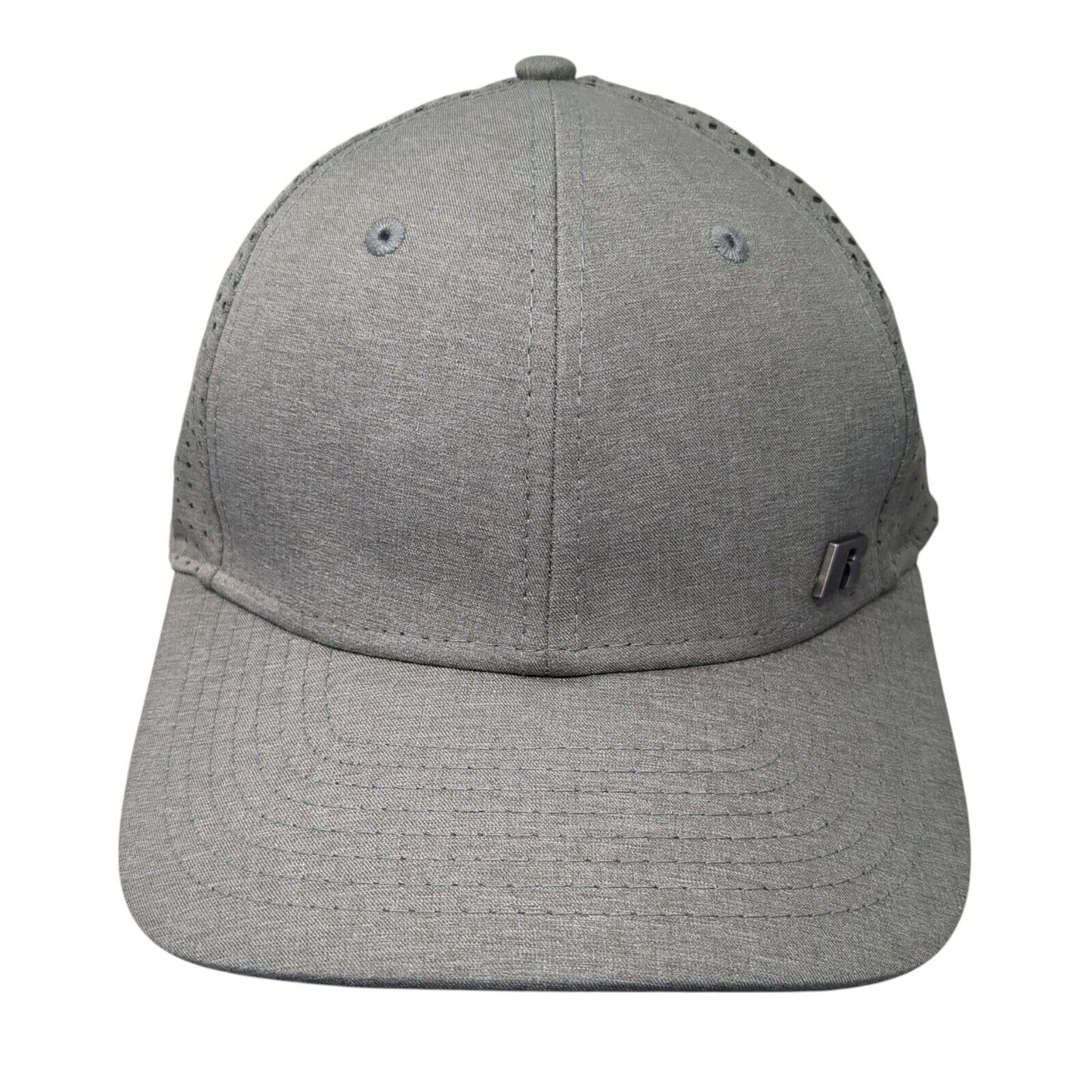 Russell Snapback Hat Gray One Size Adjustable Perforated 6 Panel Solid
