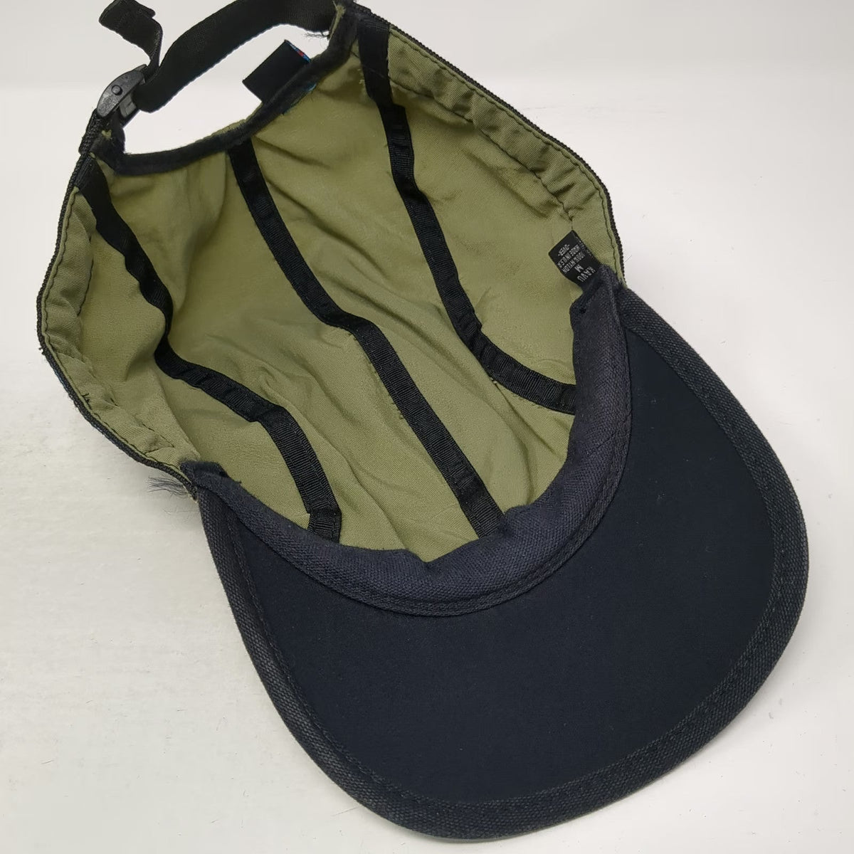 KAVU Baseball Cap Green M Strapback Patterned Webbing Nylon Made in USA Hat