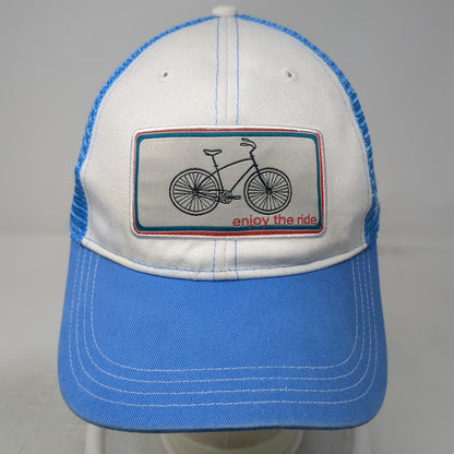 The Spindle Trucker Hat Blue One Size Snapback Enjoy Ride Bicycle Mesh Patch