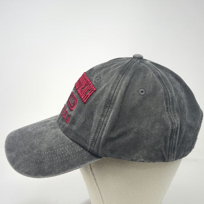 DK CAPS Gray Red Baseball Cap One Size Ft Myers Beach Florida Washed Slideback