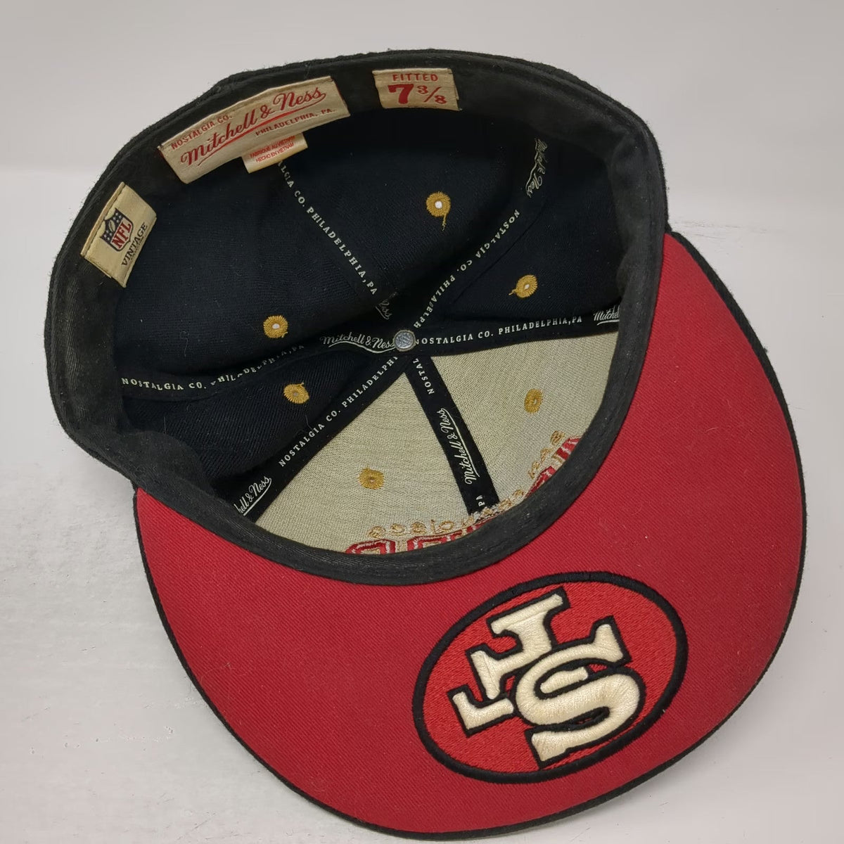San Francisco 49ers NFL Mitchell & Ness Baseball Cap Black 7 3/8 Wool Fitted Hat