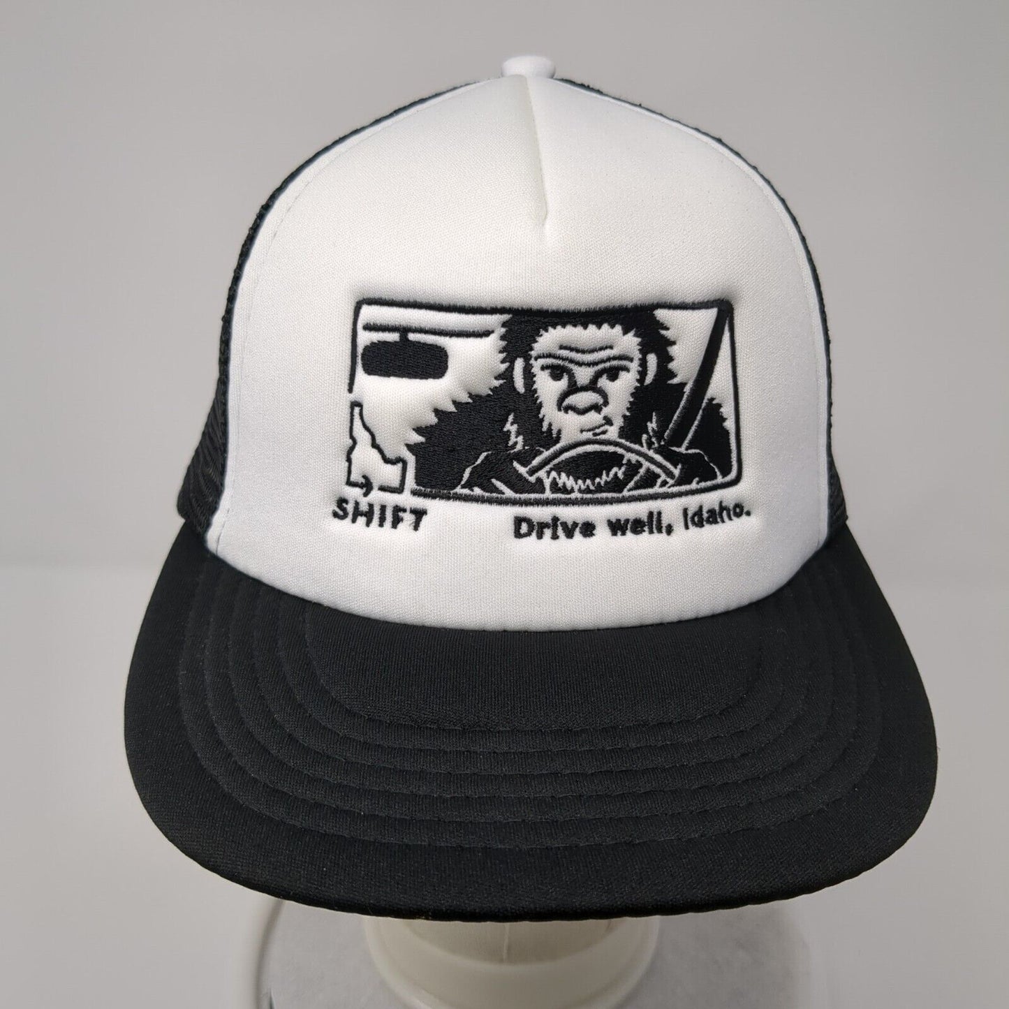 SHIFT Drive Well Idaho Snapback Trucker Hat Black One Size Mesh Back