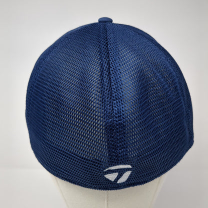 TaylorMade Fitted Mesh Back Hat Blue L/XL Solid Embroidered A-Flex