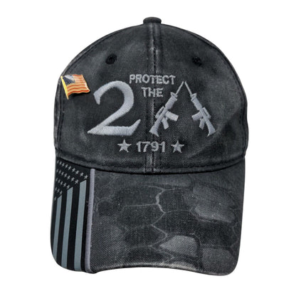 Protect The 2A 2nd Amendment 1791 Slideback Hat Gray OS Patriotic Outdoor Cap