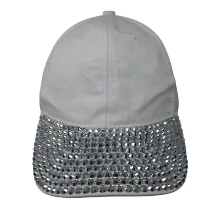 Something Special Strapback Hat White One Size Rhinestone Studded