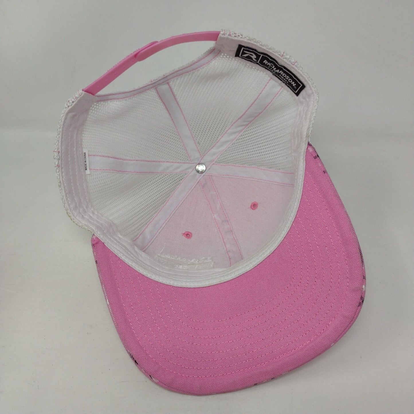 D&A Companies Snapback Trucker Hat Pink Small Plaid Mesh Back Richardson