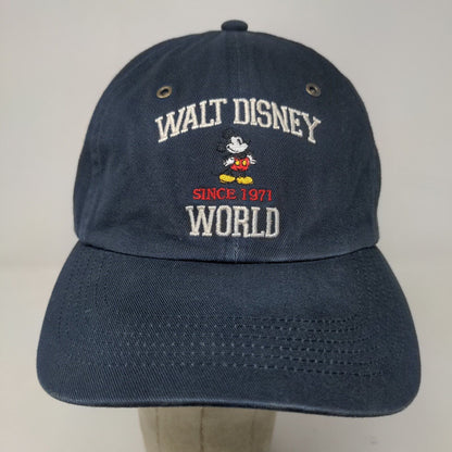 Walt Disney World Men's Slideback Hat Blue Embroidered Mickey Mouse Logo Cotton