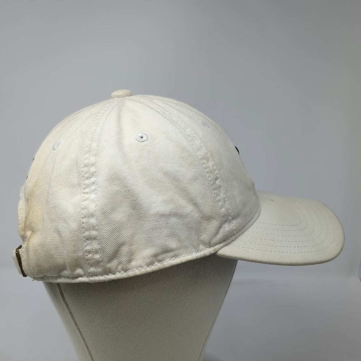 Adidas Baseball Cap Beige Black OSFM Trefoil Logo Strapback Gray Underbrim Hat