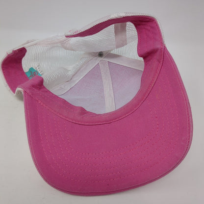 Happy Camper Snapback Trucker Hat Pink One Size Adjustable Mesh Back WB