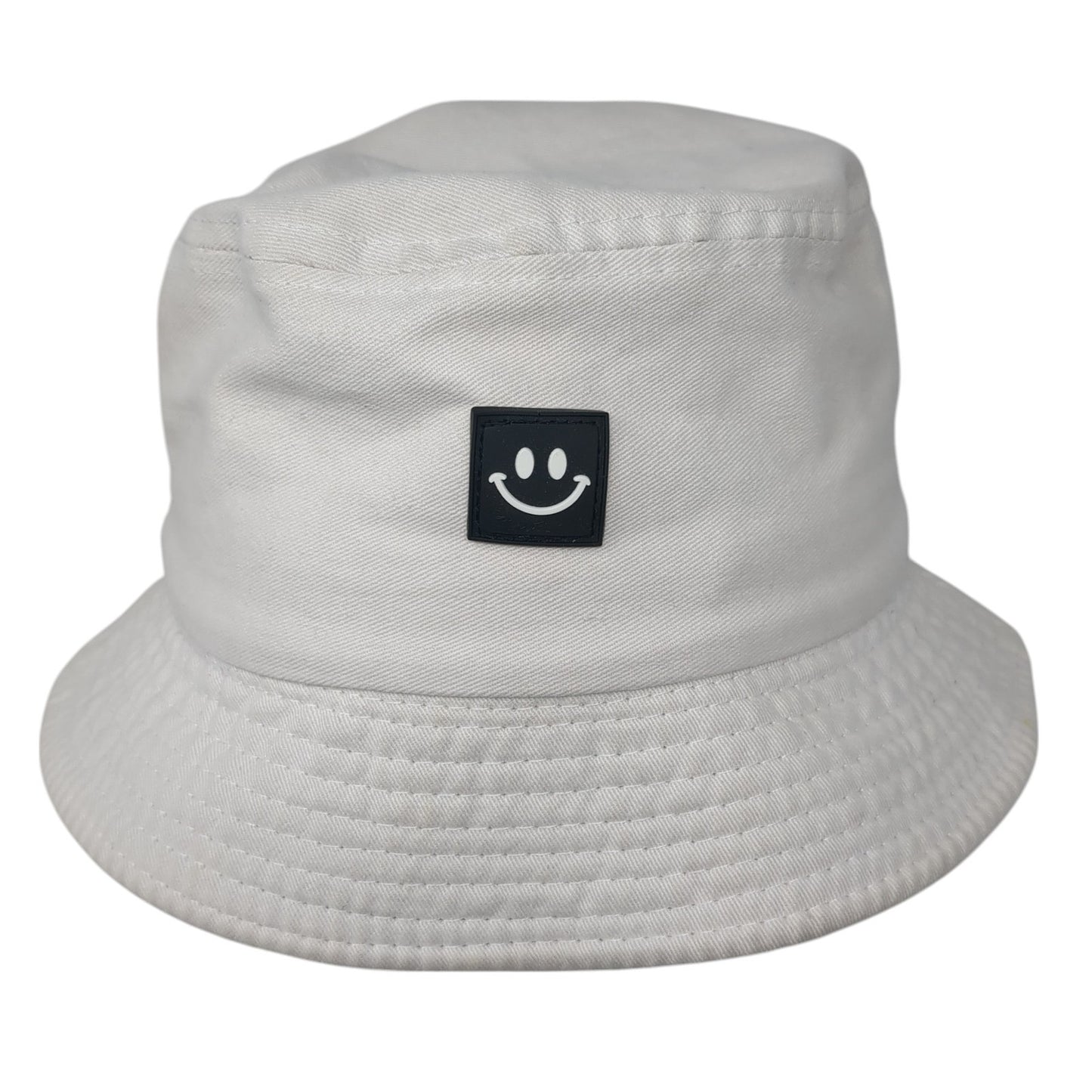 Smiley Face Bucket Hat White One Size Lightweight Fisherman's Outdoor