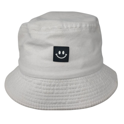 Smiley Face Bucket Hat White One Size Lightweight Fisherman's Outdoor