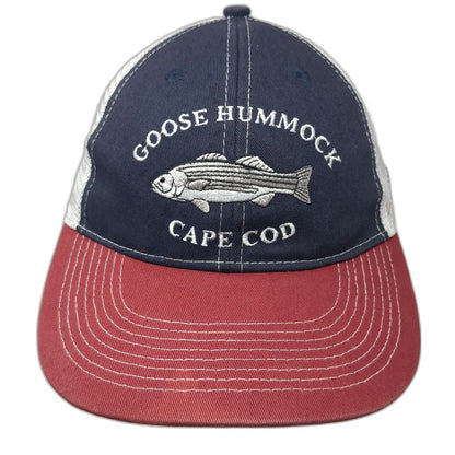 Goose Hummock Trucker Hat Blue Red One Size Striped Bass Cape Cod Snapback