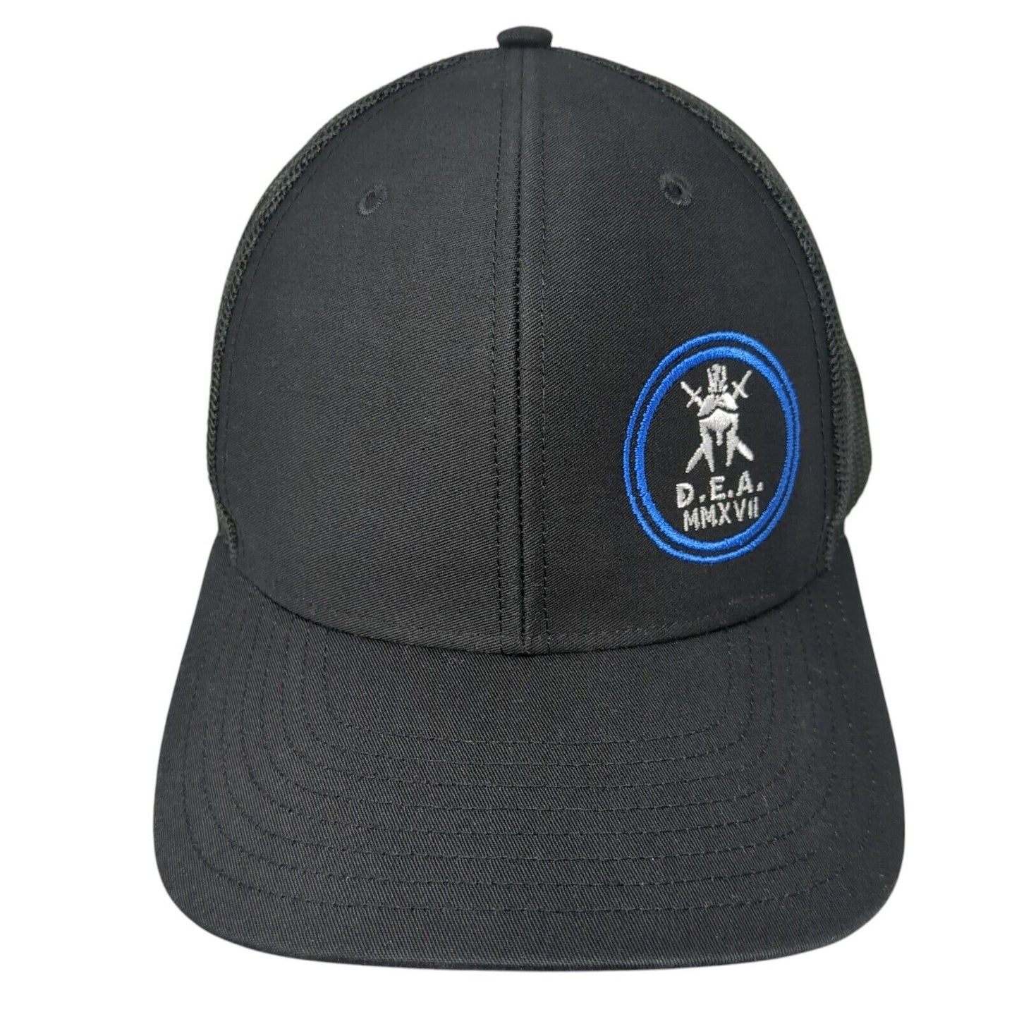 D.E.A. MMXVII Snapback Trucker Hat Black One Size Mesh Back Richardson