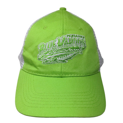 Pensacola Blue Wahoos Strapback Hat Green One Size Embroidered Colorblock