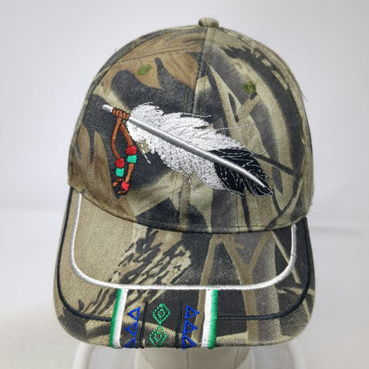 Camo Baseball Cap Green One Size Feather Indigenous Native American Pattern Hat
