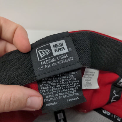RNR Seed Fitted Hat Red M/L Embroidered Vented Holes 6 Panel 39Thirty New Era