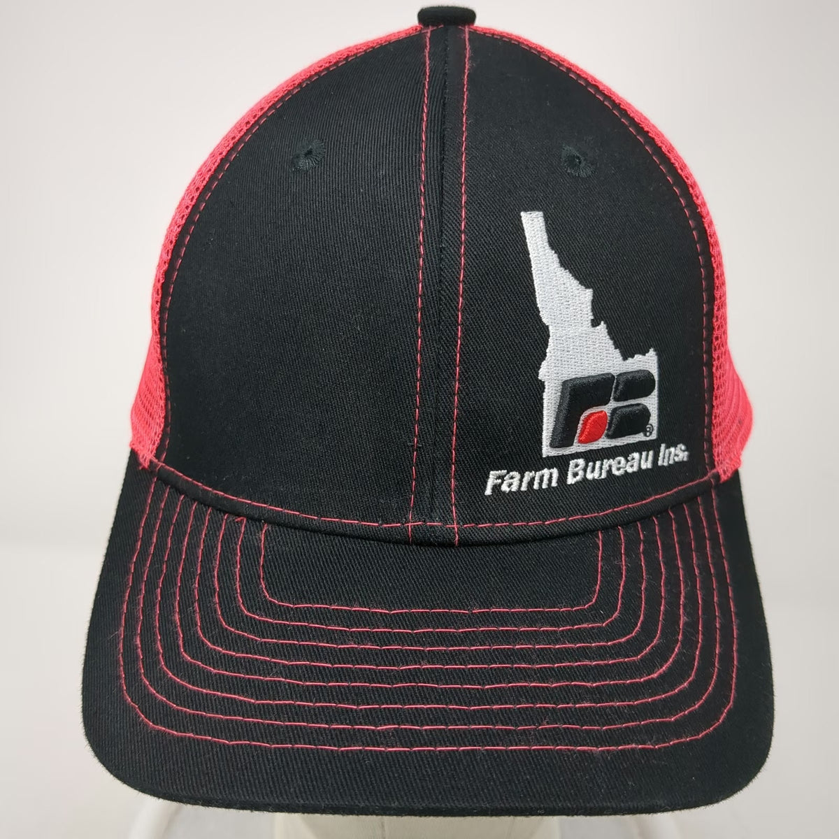 Buck's Bags Trucker Hat Black Red Idaho Farm Bureau Insurance One Size Snapback