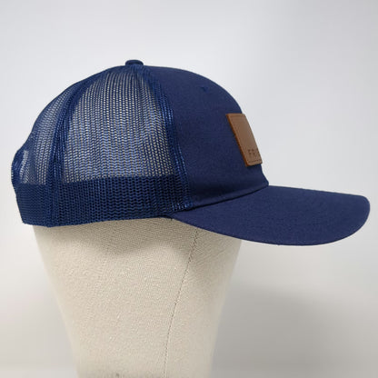 Port Authority Blue Trucker Hat One Size Friedrich Leather Patch Shield Logo
