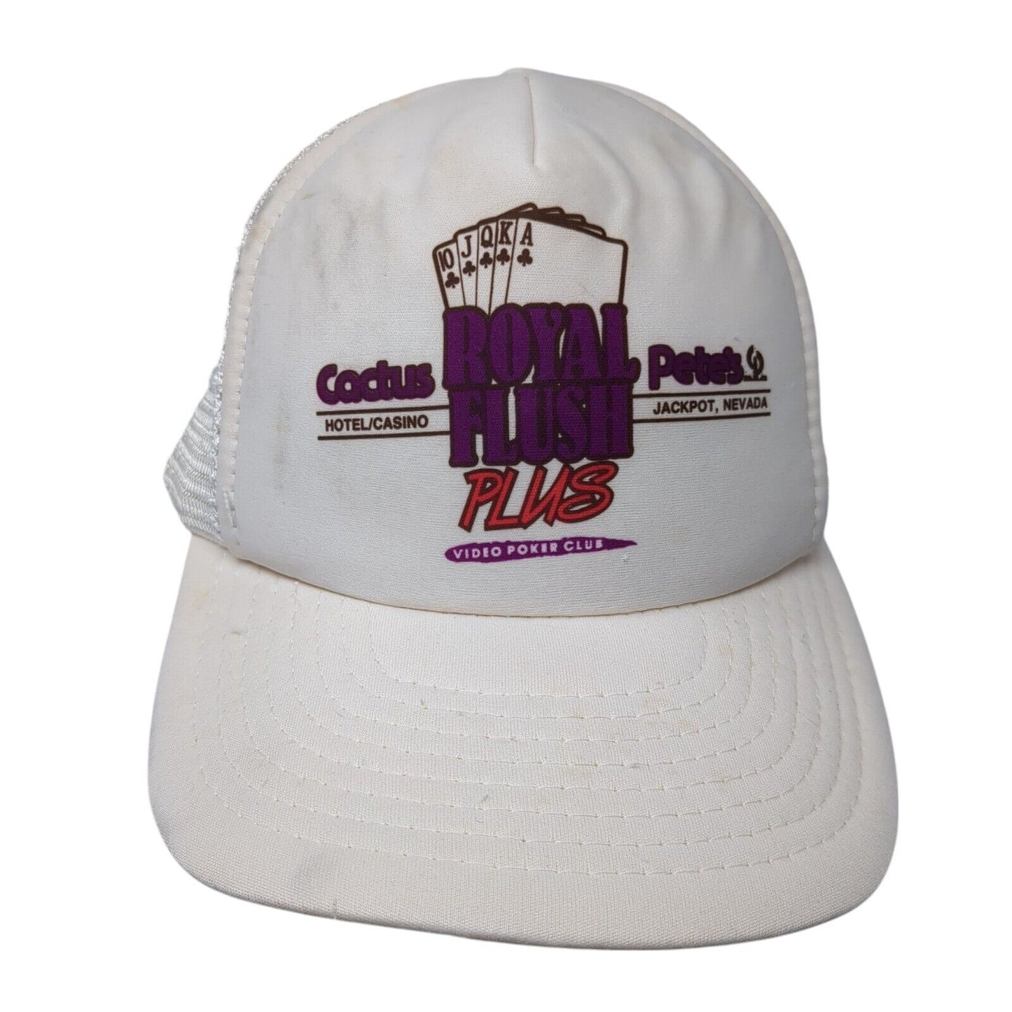 Cactus Pete's Royal Flush Plus Snapback Trucker Hat White One Size