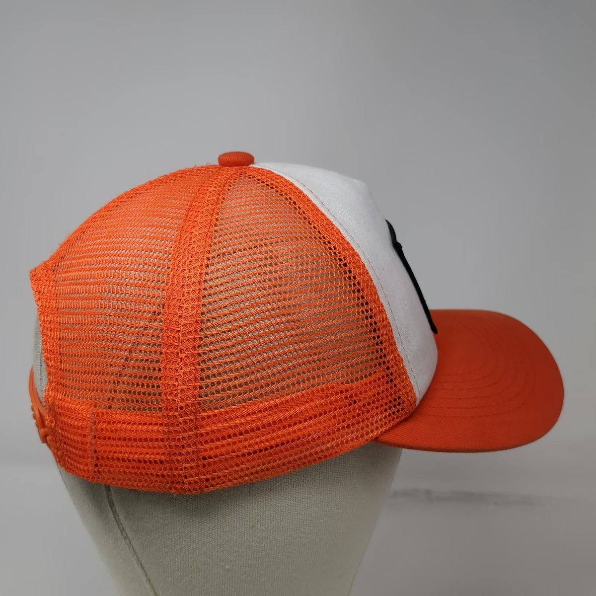 Baldwin Hat Co Trucker Hat Orange White One Size Mesh Snapback Beard Logo Patch