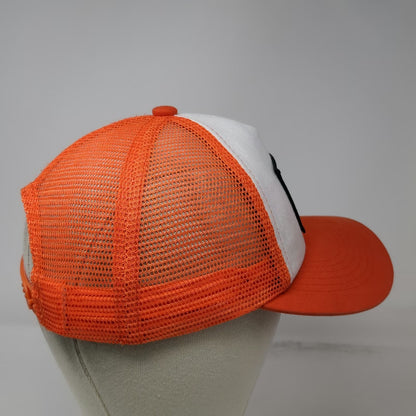 Baldwin Hat Co Trucker Hat Orange White One Size Mesh Snapback Beard Logo Patch