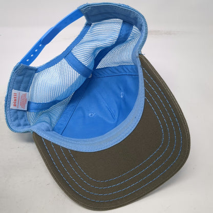 Pistil Trucker Hat Blue One Size Graphic Mountain Mesh Back Snapback Stripes