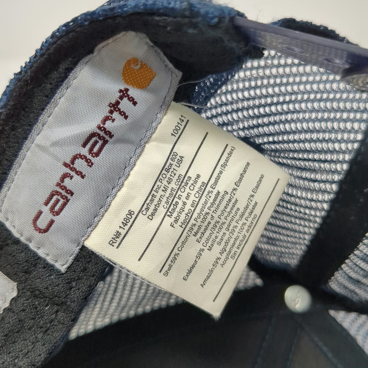Carhartt Trucker Hat Blue One Size Mesh Snapback MC Logo Adjustable Workwear