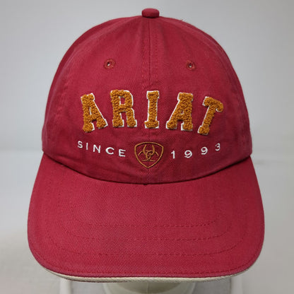 Ariat Baseball Cap Red One Size Chenille Logo Since 1993 Slideback Buckle Hat