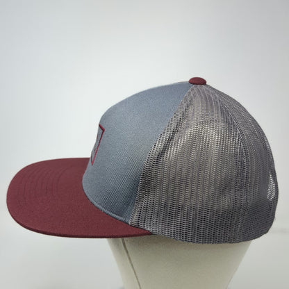 RVCA Trucker Hat Gray Red One Size Snapback Mesh Back Logo Patch Mid Fit Skate