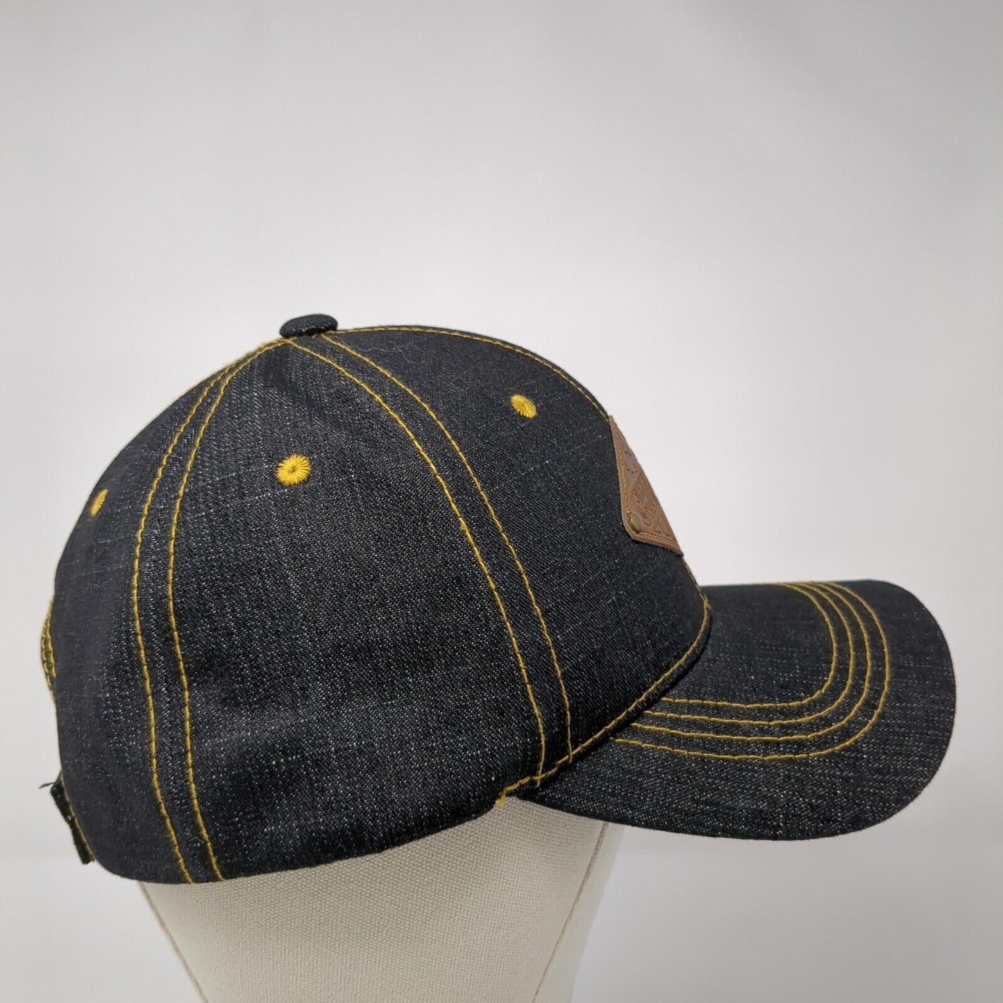 Chicago Strapback Hat Blue OS Adjustable Embroidered Leather Patch Pit Bull