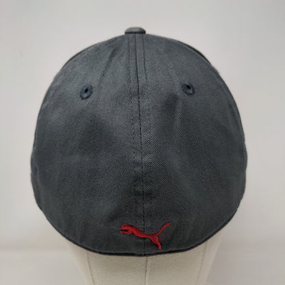 PUMA 210 Fitted Hat Gray L/XL Patch Logo Vented Holes Flexfit 6 Panel