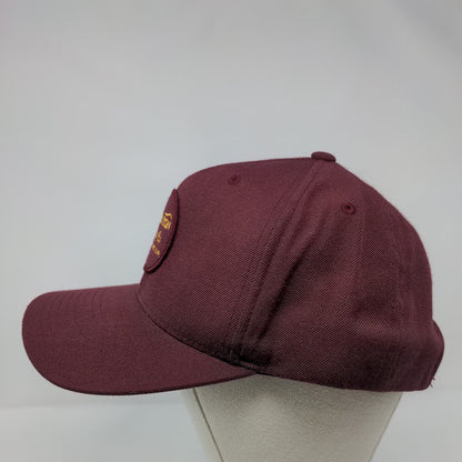 Brixton Mfg Co Snapback Hat Red OSFA Adjustable Embroidered Vented Holes 6 Panel