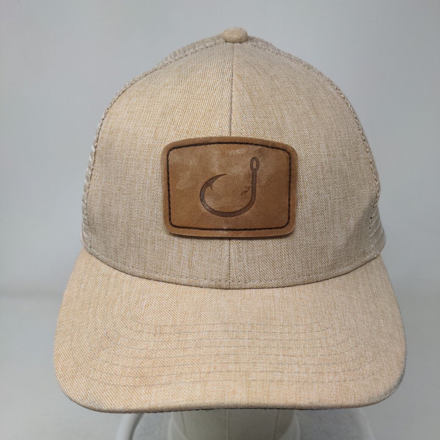 Avid Snapback Trucker Hat Tan OSFM Adjustable Mesh Back 6 Panel Polyester
