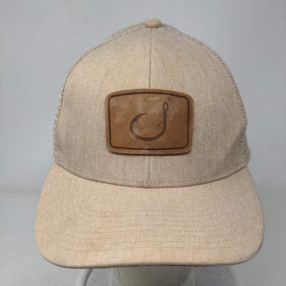 Avid Snapback Trucker Hat Tan OSFM Adjustable Mesh Back 6 Panel Polyester