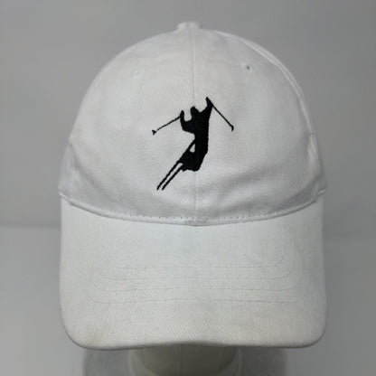 Skiing Strapback Hat White OSFM Adjustable Embroidered Solid Decky