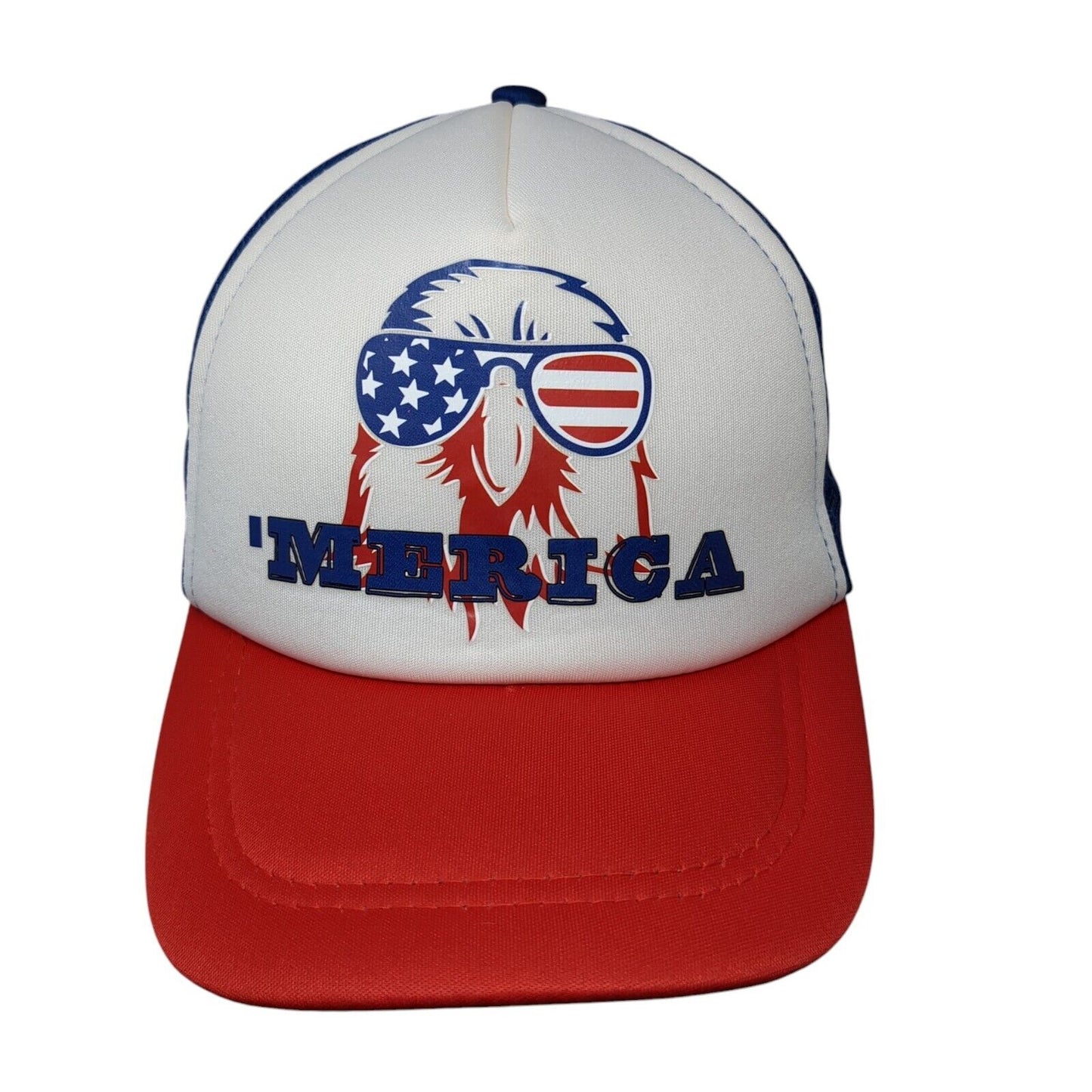 'Merica Bald Eagle Snapback Trucker Hat Multicolor One Size Mesh Back