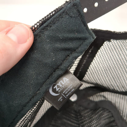 Zyia Active Patch Snapback Trucker Hat Black One Size Solid Mesh Back