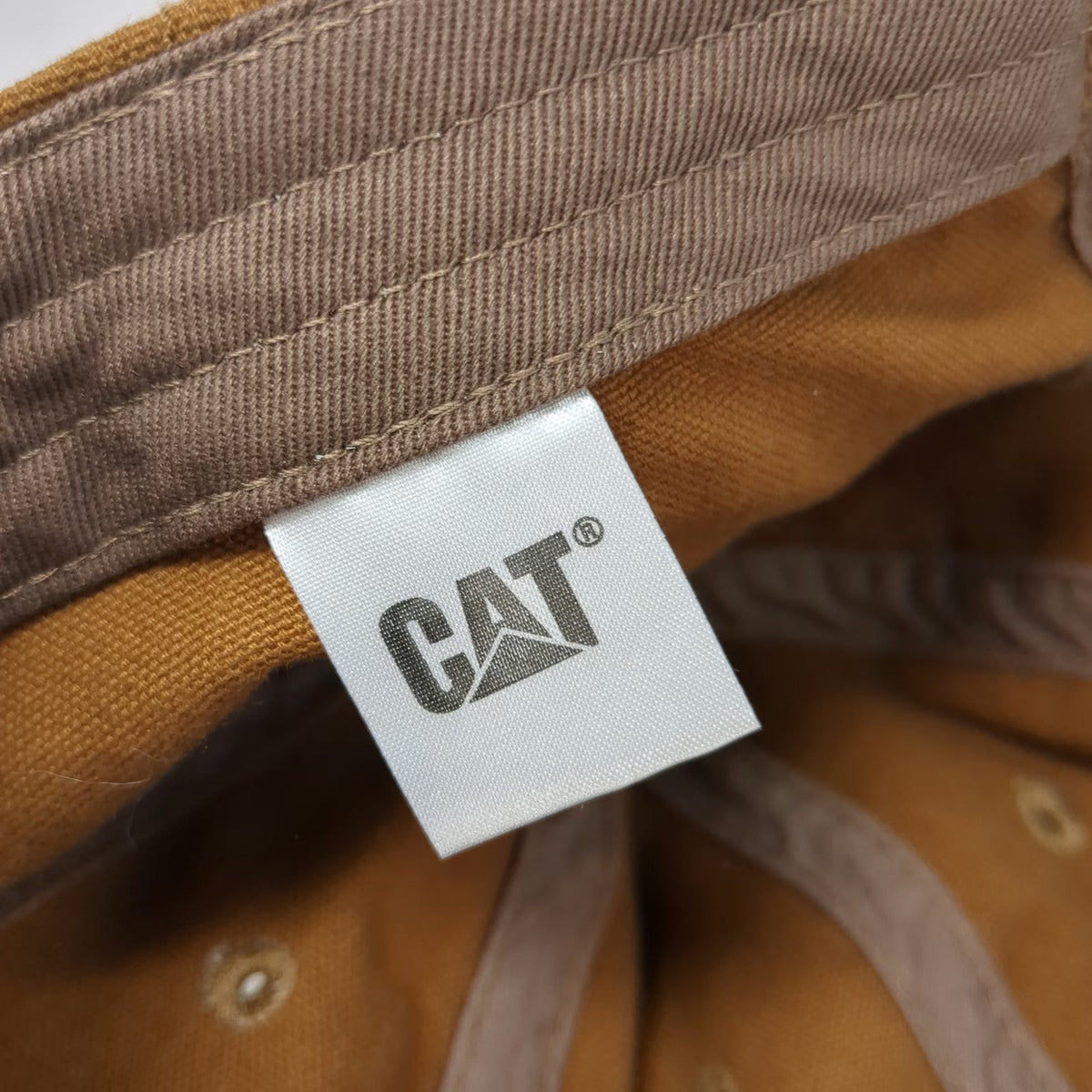 CAT Baseball Cap Brown One Size Tonal Logo Strapback Cotton Workwear Hat Heavy