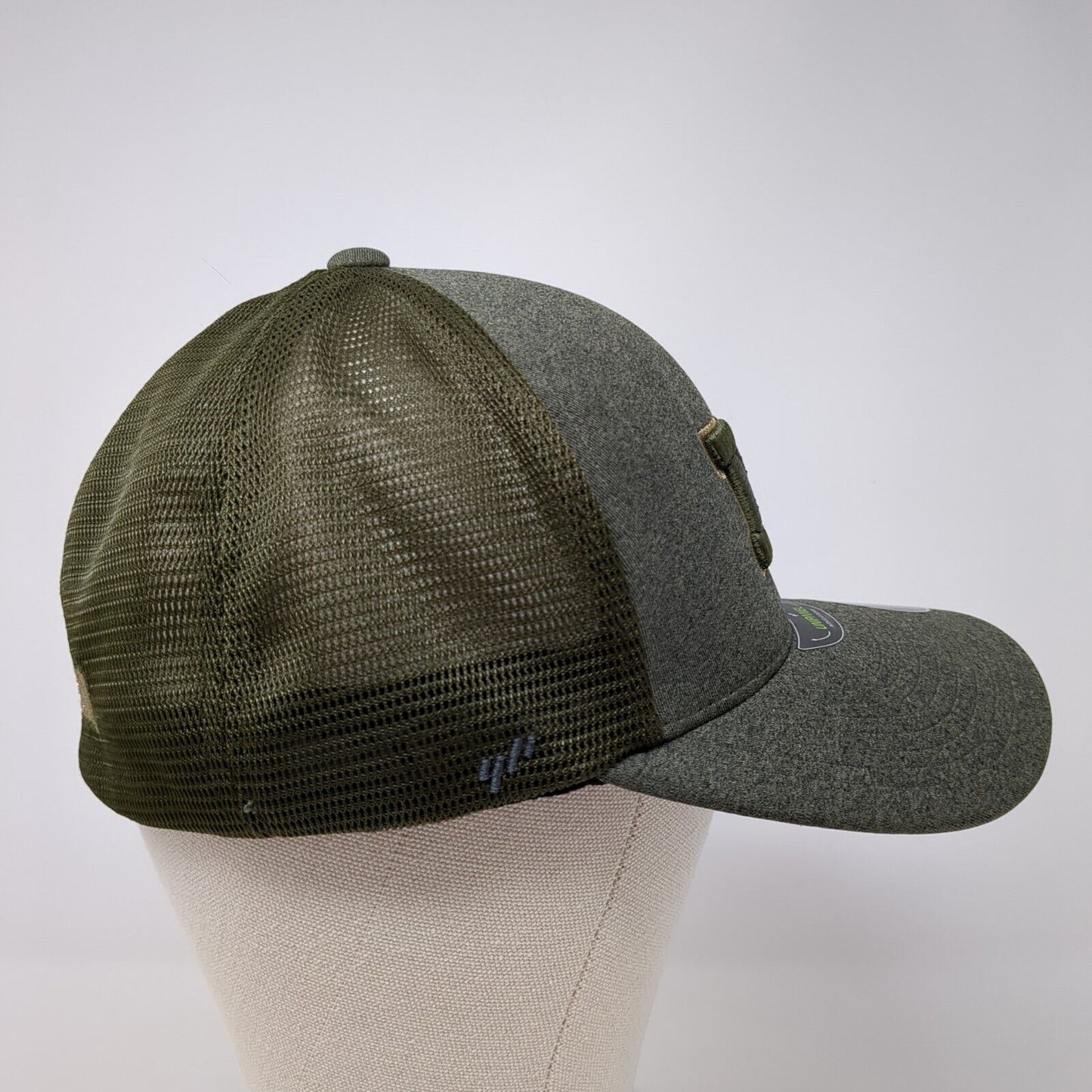 Mountain Fitted Trucker Hat Green L/XLFlexfit Unipanel Mesh Back Yupoong