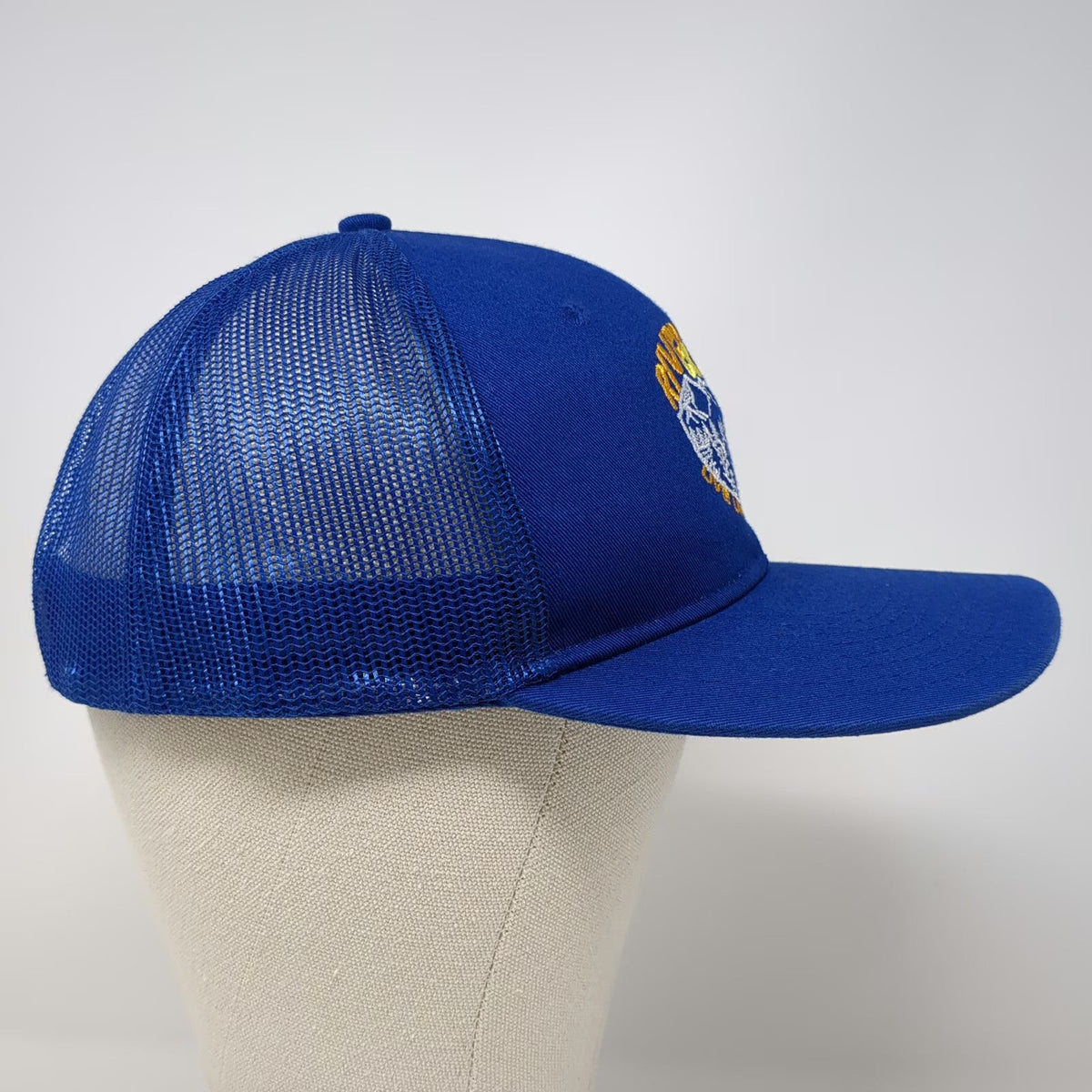 Port Authority Trucker Hat Blue One Size Mesh Back Snapback Mountains Graphic