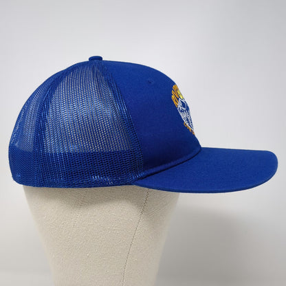 Port Authority Trucker Hat Blue One Size Mesh Back Snapback Mountains Graphic