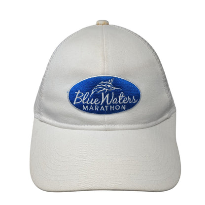 Blue Waters Marathon Trucker Hat White OS Adjustable Mesh Back Port Authority