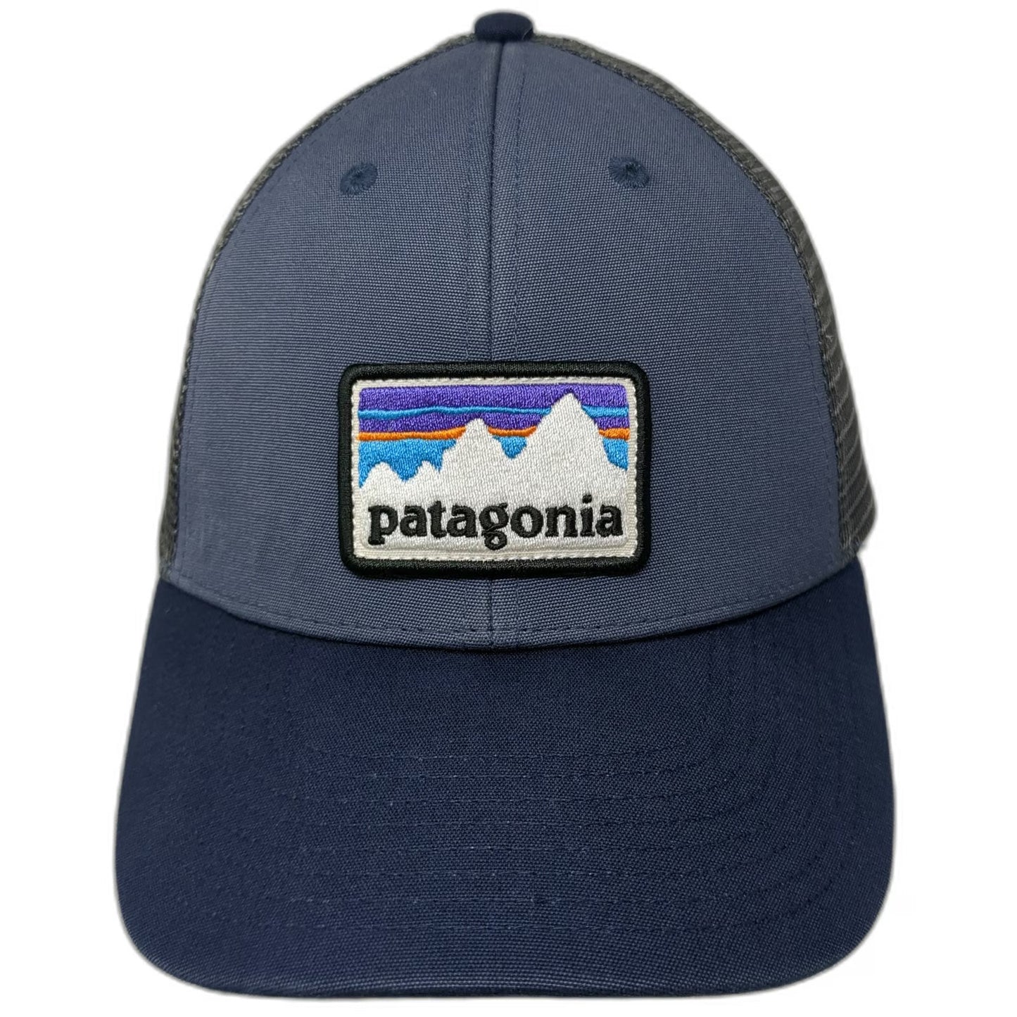 Patagonia Trucker Hat Blue One Size P-6 Logo Mesh Snapback Adjustable Mountain