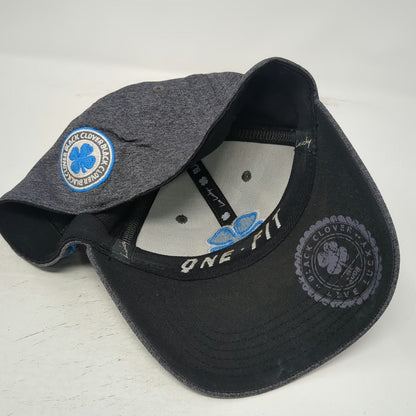 Black Clover Baseball Cap Gray Blue White XL Stretch Fit Clover Luck Logo Hat