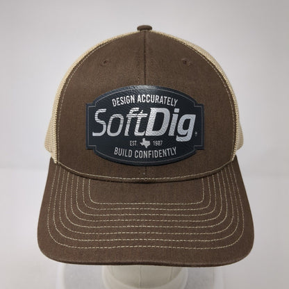 Soft Dig Est. 1987 Build Confidently Trucker Hat Brown OS Adjustable Richardson