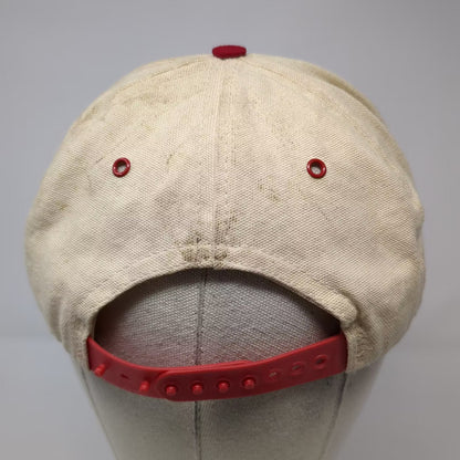 Highland Huskies SKM 5 Panel Snapback Hat Beige Red OS USA Adjustable Vintage