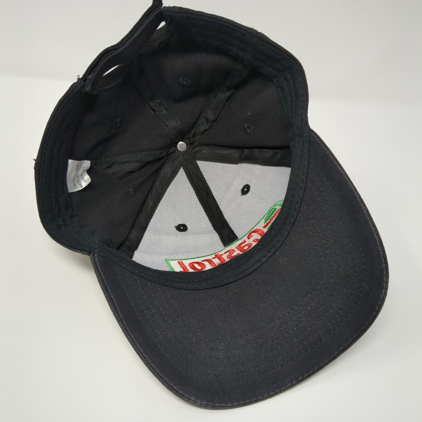 Castrol Strapback Hat Black OSFA Adjustable Embroidered Solid 6 Panel