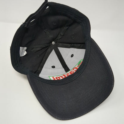 Castrol Strapback Hat Black OSFA Adjustable Embroidered Solid 6 Panel
